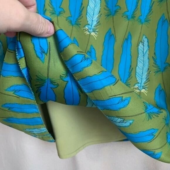 Fossil Sleeveless Dress Size Small Chiffon Blue Feather Beach Tropical Vacation - Picture 8 of 13